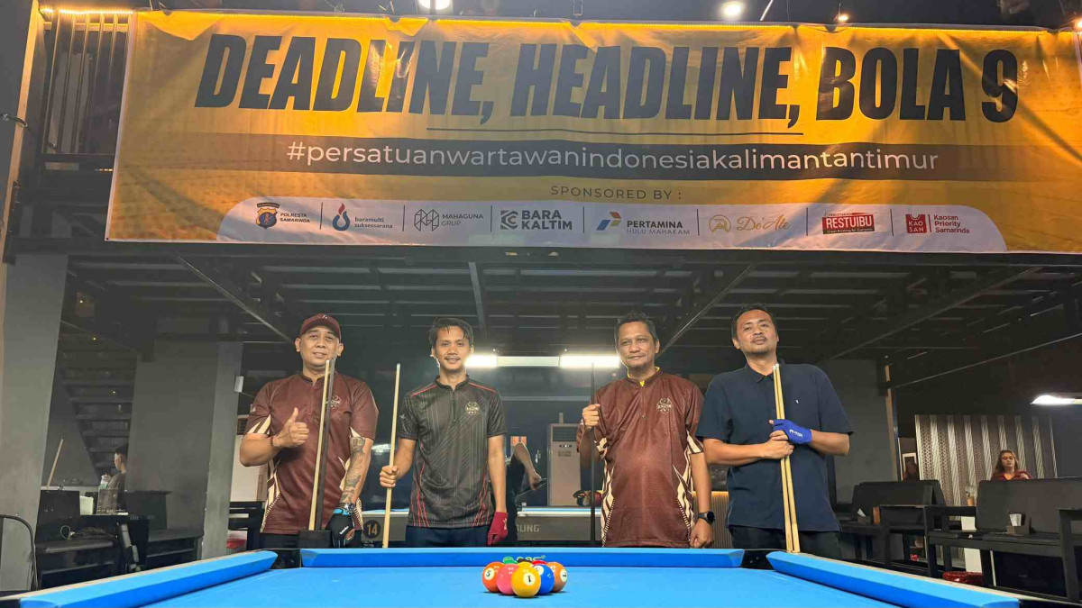 Turnamen Biliar Deadline Headline Bola 9 Diikuti 64 Peserta, PWI Kaltim Bidik Talenta Baru