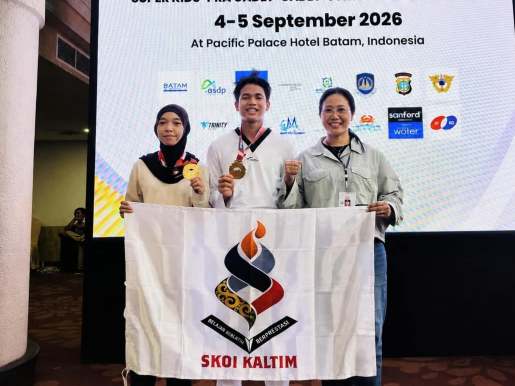 Dua Atlet SKOI Kaltim Raih Emas di Batam International Taekwondo Championship 2026